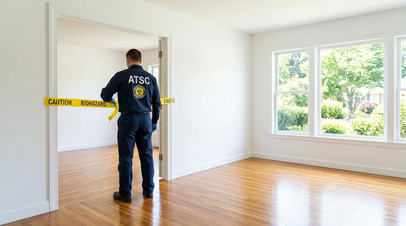 Certified biohazard cleanup crew performing Decomposition Cleanup in Matthews